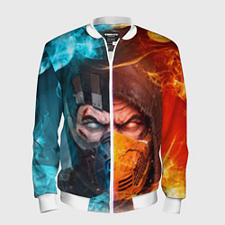 Бомбер мужской Mortal Kombat - Саб-зиро и Скорпион, цвет: 3D-белый
