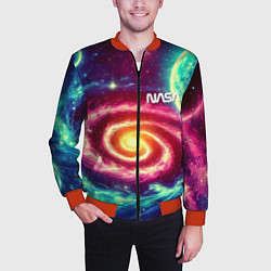 Бомбер мужской Spiral galaxy - neon glow, цвет: 3D-красный — фото 2