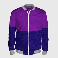 Мужской бомбер Фиолетовый синий узор с абстрактными линиями