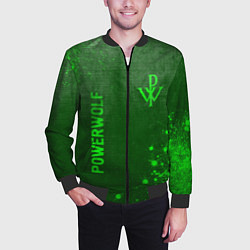 Бомбер мужской Powerwolf - green gradient вертикально, цвет: 3D-черный — фото 2