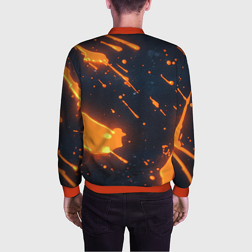 Мужской бомбер Оранжевая краска в движении / 3D-Красный – фото 4
