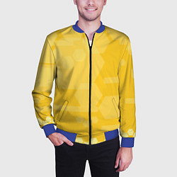 Бомбер мужской Геометрические фигуры желтые, цвет: 3D-синий — фото 2