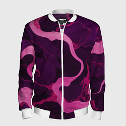 Бомбер мужской Узоры фиолетового и розового цвета, цвет: 3D-белый