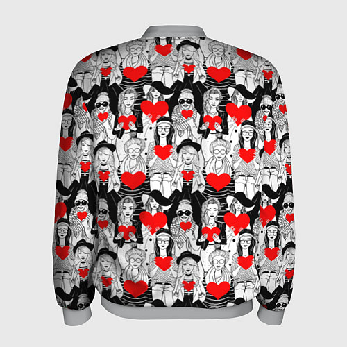 Мужской бомбер Девушки держат сердца / 3D-Меланж – фото 2