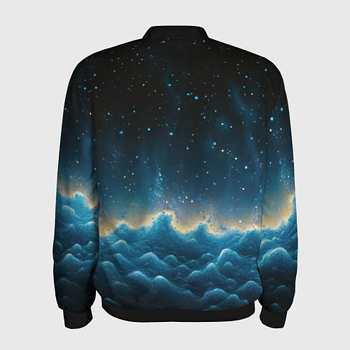 Мужской бомбер Облака и черное небо текстура / 3D-Черный – фото 2