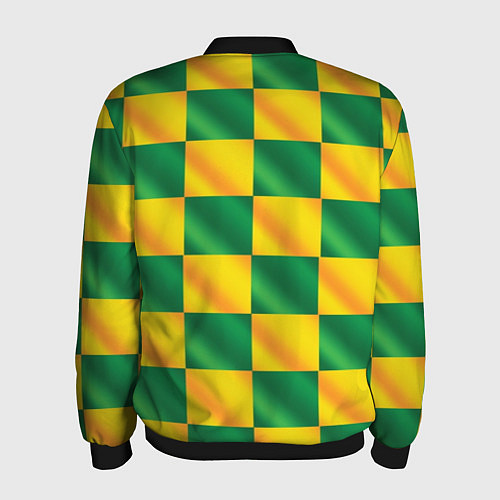 Мужской бомбер Желтый и зеленый геометрический паттерн / 3D-Черный – фото 2
