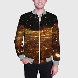Бомбер мужской Золотистые крупицы на черном, цвет: 3D-меланж — фото 2