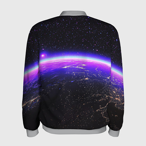 Мужской бомбер Планета и неоновое свечение / 3D-Меланж – фото 2