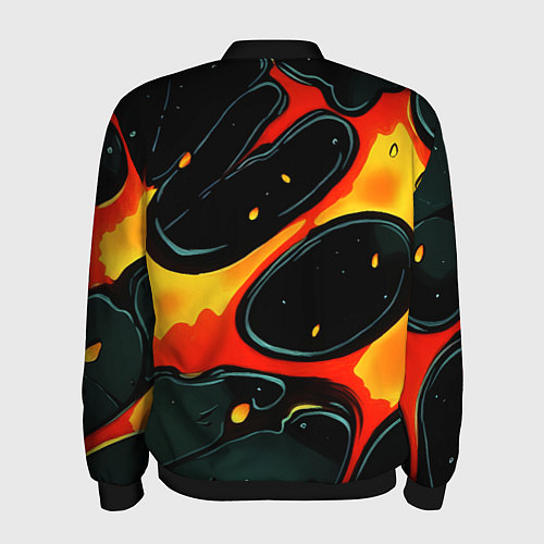 Мужской бомбер Оранжевые разломы текстура / 3D-Черный – фото 2