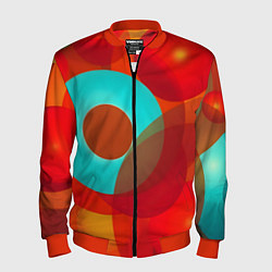 Бомбер мужской Оптическая абстракция с кругами, цвет: 3D-красный