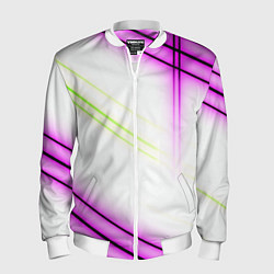 Мужской бомбер Green white pink line