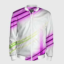 Мужской бомбер Green white pink line