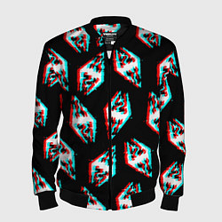 Бомбер мужской Skyrim glitch logo patten, цвет: 3D-черный