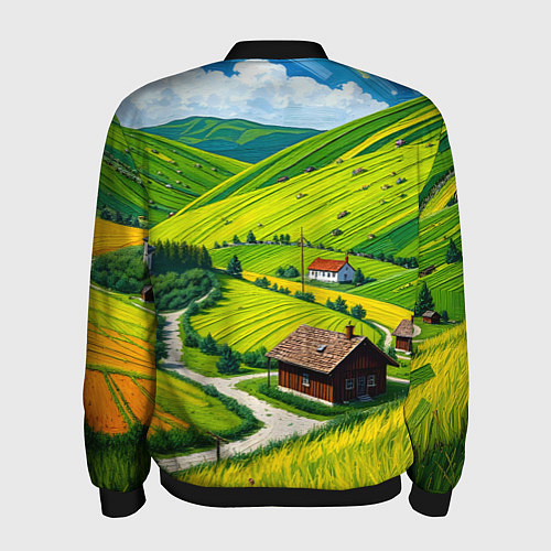 Мужской бомбер Русская душа и поле / 3D-Черный – фото 2