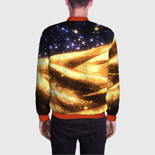 Мужской бомбер Золотая текстура и синее небо / 3D-Красный – фото 4