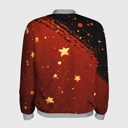 Мужской бомбер Золотые звездочки на коричневой текстуре / 3D-Меланж – фото 2