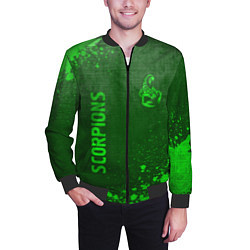 Бомбер мужской Scorpions - green gradient вертикально, цвет: 3D-черный — фото 2