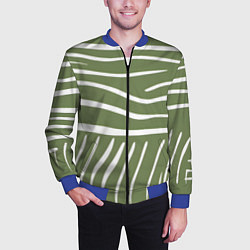 Бомбер мужской Полоски зеленой зебры, цвет: 3D-синий — фото 2