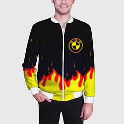 Бомбер мужской BMW огненный, цвет: 3D-белый — фото 2