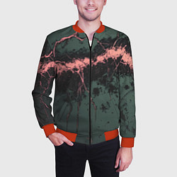 Бомбер мужской Гранж потертая текстура, цвет: 3D-красный — фото 2