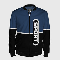 Бомбер мужской Sport сине-чёрный с полосой, цвет: 3D-черный