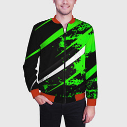 Бомбер мужской Color black and green, цвет: 3D-красный — фото 2