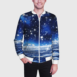 Бомбер мужской Космический синий абстрактный фон - текстура, цвет: 3D-белый — фото 2