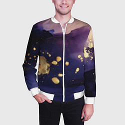 Бомбер мужской Золотая краска на текстуре, цвет: 3D-белый — фото 2