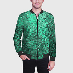 Бомбер мужской Бирюзовый аквамарин абстрактная текстура, цвет: 3D-черный — фото 2
