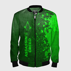 Бомбер мужской Assassins Creed - green gradient по-вертикали, цвет: 3D-черный