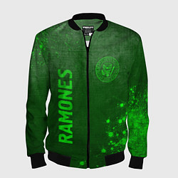 Мужской бомбер Ramones - green gradient вертикально