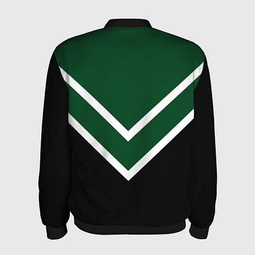 Мужской бомбер Зелёный с чёрным и белые полосы / 3D-Черный – фото 2