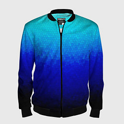 Бомбер мужской Градиент мозаика из голубого в чёрный, цвет: 3D-черный