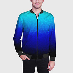 Бомбер мужской Градиент мозаика из голубого в чёрный, цвет: 3D-черный — фото 2