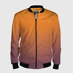 Бомбер мужской Градиент оранжевый в фиолетовый мелкий ромбик, цвет: 3D-черный