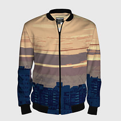Бомбер мужской Городской пейзаж стилизованный, цвет: 3D-черный