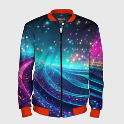 Бомбер мужской Сине-фиолетовая волнистая текстура, цвет: 3D-красный