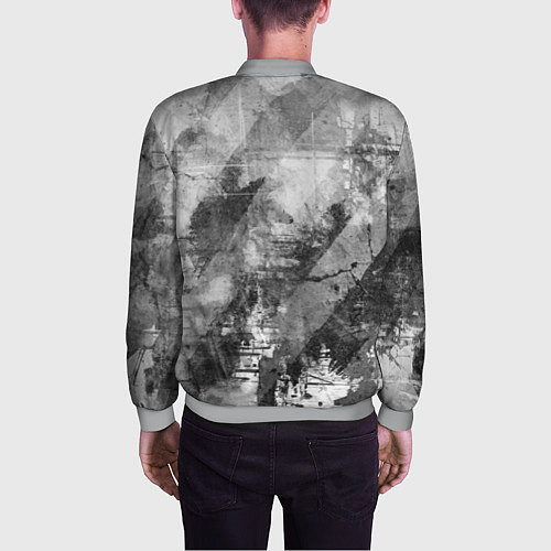 Мужской бомбер Абстракция - atomic gray / 3D-Меланж – фото 4