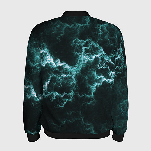 Мужской бомбер Lightning light blue line / 3D-Черный – фото 2