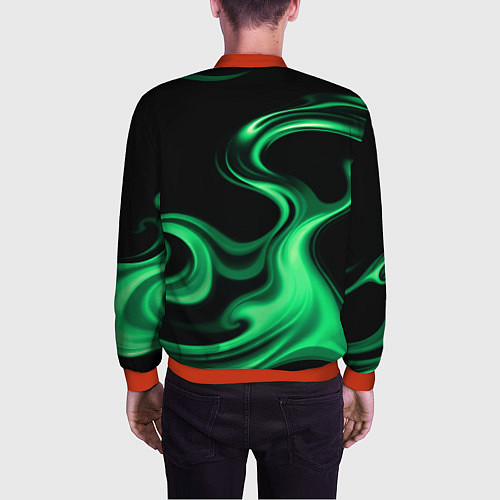 Мужской бомбер Color green smoke / 3D-Красный – фото 4