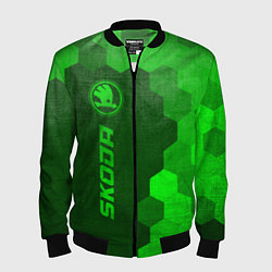 Бомбер мужской Skoda - green gradient по-вертикали, цвет: 3D-черный