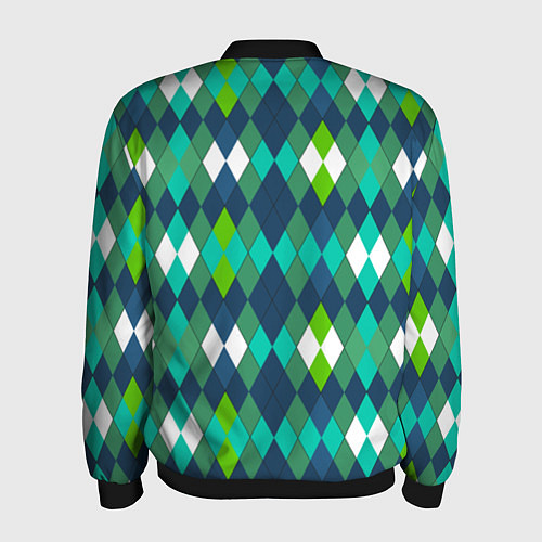 Мужской бомбер Разноцветные ромбы геометрия / 3D-Черный – фото 2