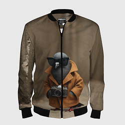 Бомбер мужской Шпиониро Голубиро мем, цвет: 3D-черный