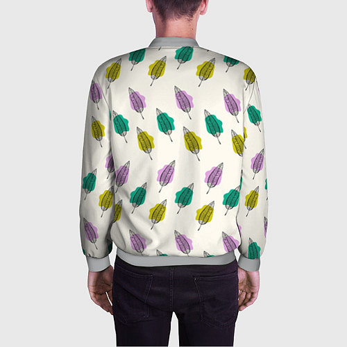 Мужской бомбер Листья на пятнах / 3D-Меланж – фото 4
