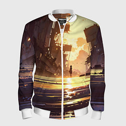 Бомбер мужской Аниме под солнцем, цвет: 3D-белый
