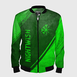 Бомбер мужской Nightwish - green gradient вертикально, цвет: 3D-черный