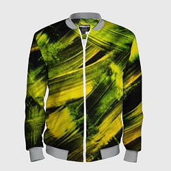 Бомбер мужской Мазки краски цвета лайм, цвет: 3D-меланж