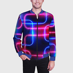 Бомбер мужской Цветные светящиеся неоны, цвет: 3D-синий — фото 2