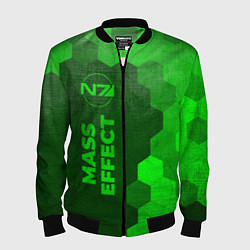 Бомбер мужской Mass Effect - green gradient по-вертикали, цвет: 3D-черный