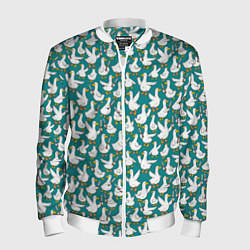 Бомбер мужской Злой гусь узор, цвет: 3D-белый
